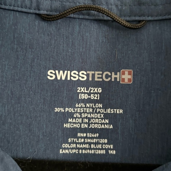 Swiss Tech Shirts Mens XXL 48 Shirts Button Up Blue Nylon Softshell Long Sleeve - Picture 7 of 9